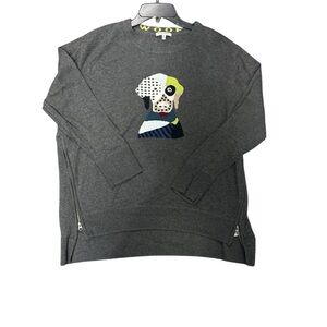 Lisa Todd Charcoal Sweater with Artistic Dog Design
